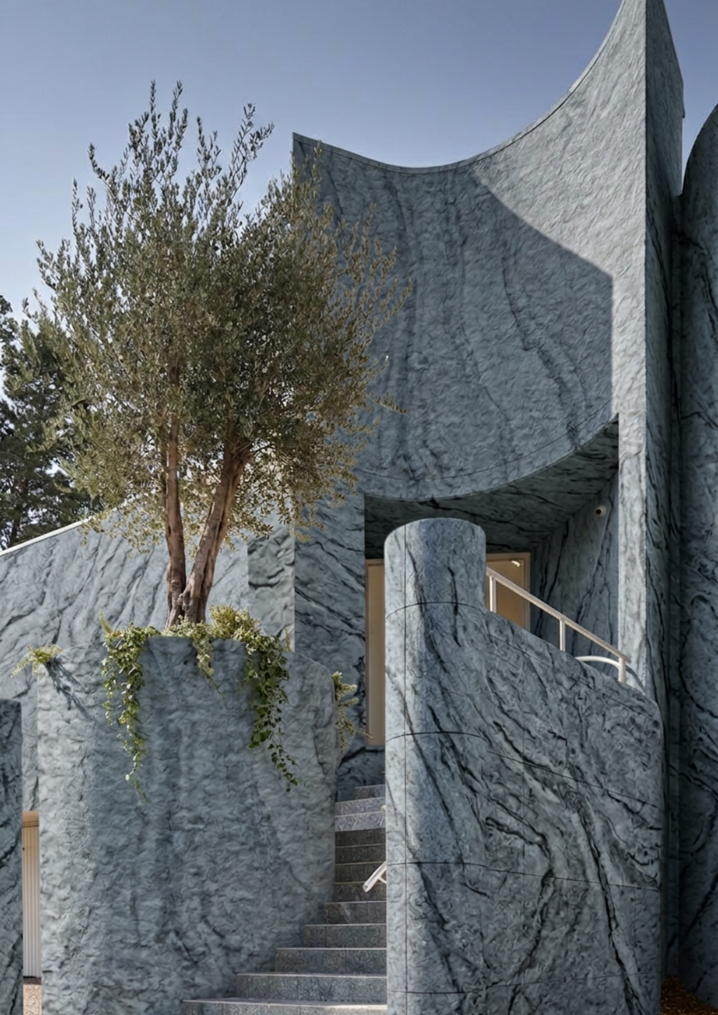 Snow grey stone surface